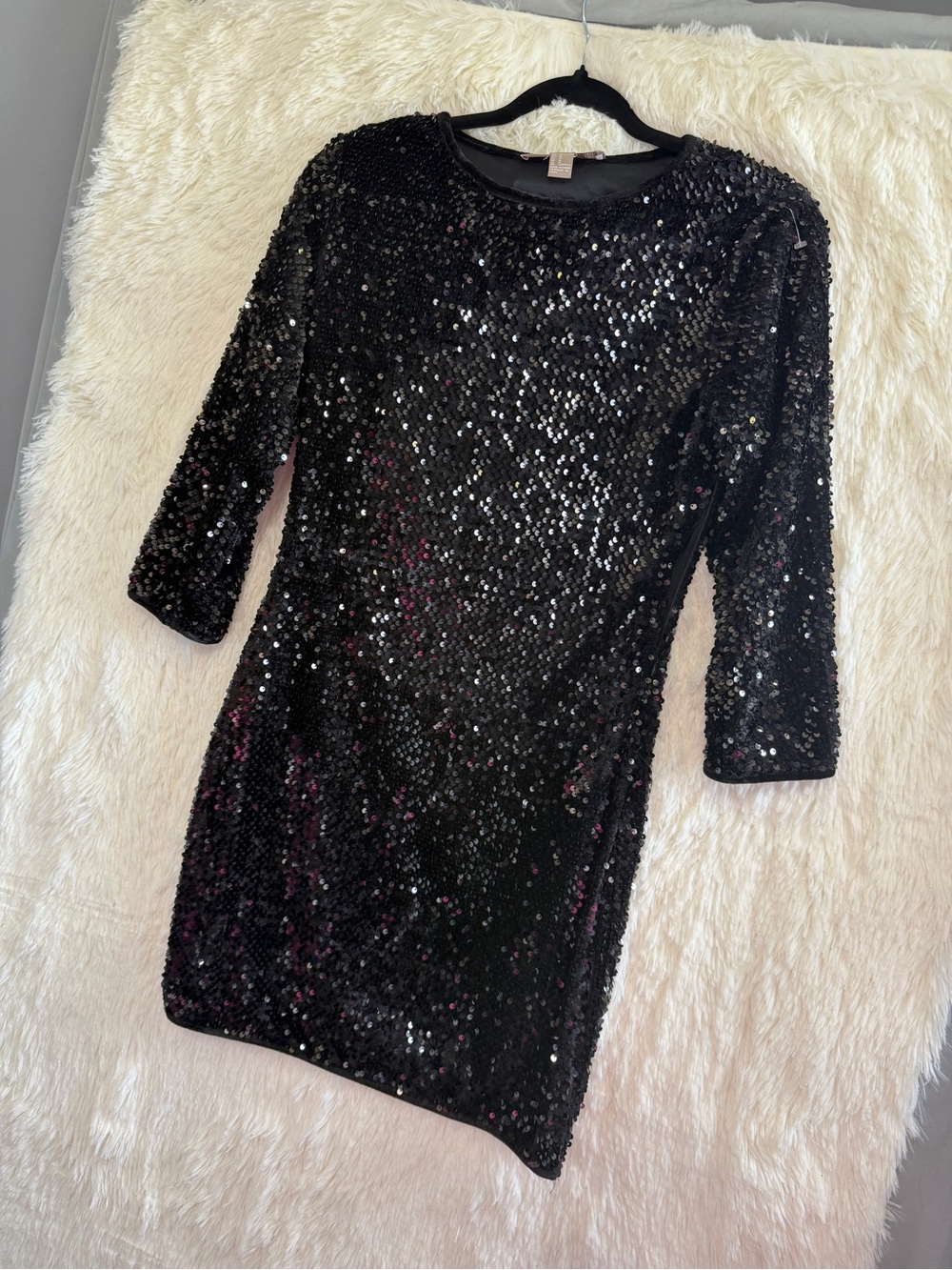 Forever 21 Womens Glam Sequin Mini Dress Size M Black NYE Party Clubwear Festive